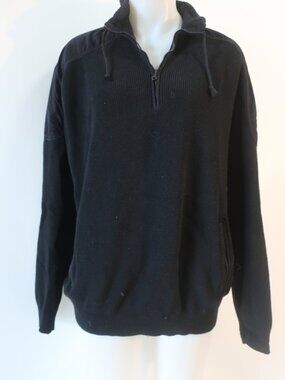 Mens Paul & Shark Yachting Black (Item-610) Pure Wool 1/4 Zip Sweater 2XL